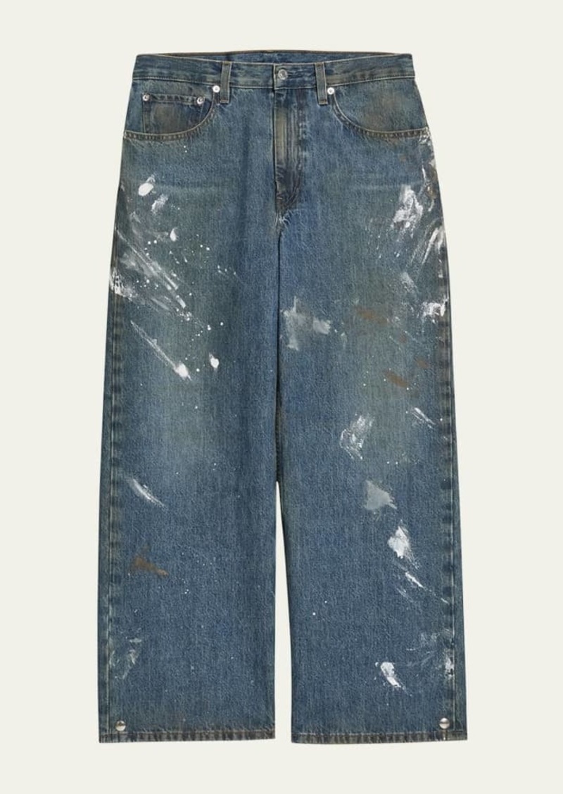 Helmut Lang Men's Adjustable Paint-Splatter Jeans