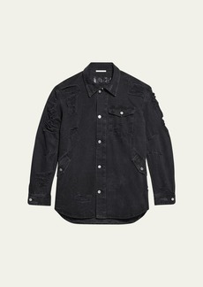 Helmut Lang Men's Apex Destroyed Denim Overshirt