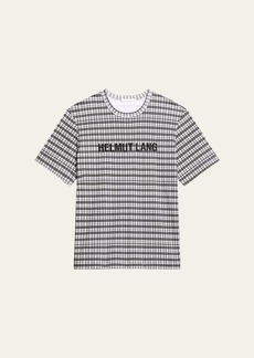 Helmut Lang Men's Check T-Shirt with Embroidered Logo