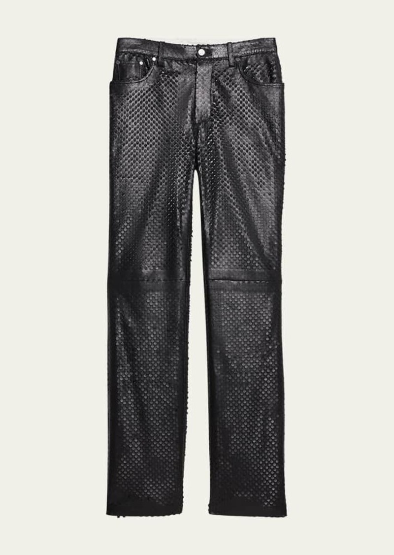 Helmut Lang Men’s Hole Punch Leather Worker Pants