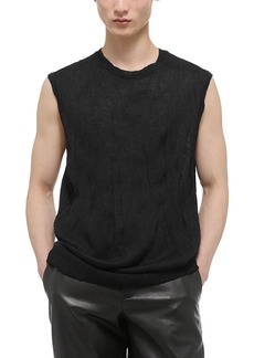 Helmut Lang Merino Wool Blend Crushed Relaxed Fit Crewneck Sweater Vest
