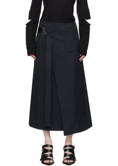 Helmut Lang Navy Trench Wrap Midi Skirt