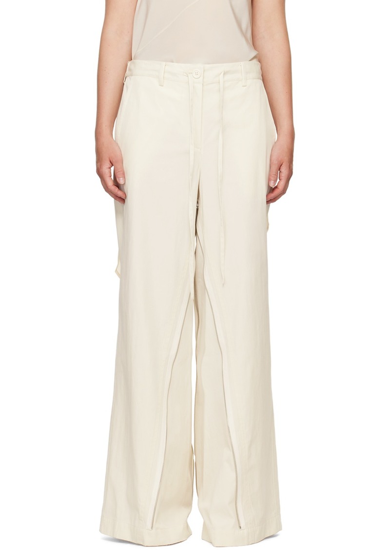 Helmut Lang Off-White Gusset Wide Leg Trousers