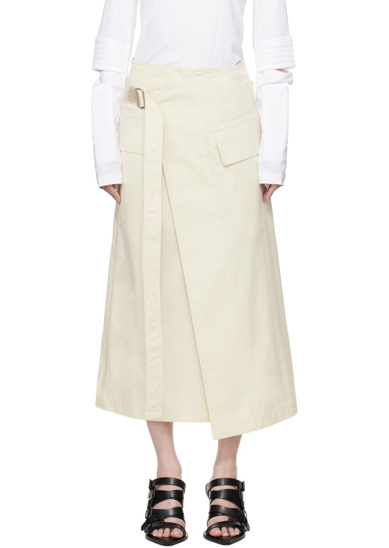 Helmut Lang Off-White Trench Wrap Midi Skirt