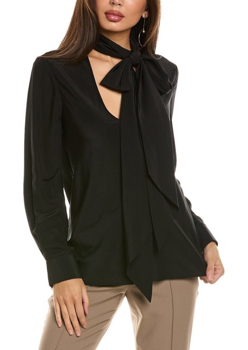 Helmut Lang Opaque Scarf Silk Blouse