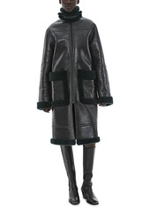 Helmut Lang Patent Shearling Coat