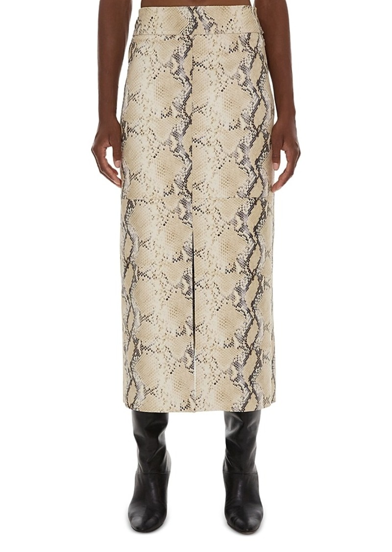 Helmut Lang Python Embossed Leather Midi Skirt