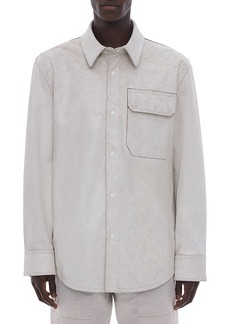 Helmut Lang Relaxed Fit Long Sleeve Leather Shirt