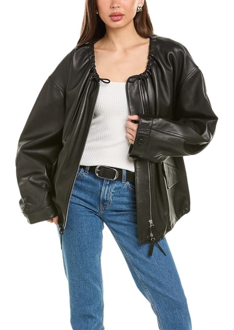 Helmut Lang Ruched Leather Jacket