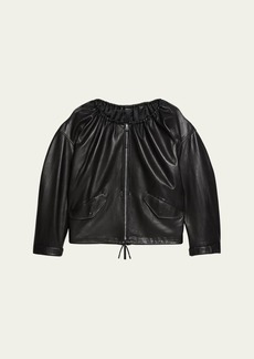 Helmut Lang Ruched Leather Jacket