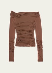 Helmut Lang Ruched Long-Sleeve Top