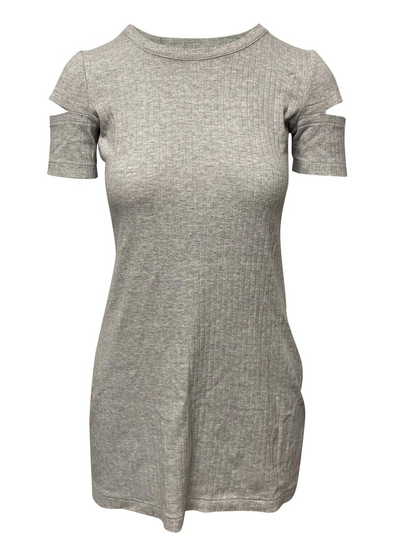 Helmut Lang Slash Sleeve Dress in Grey Cotton