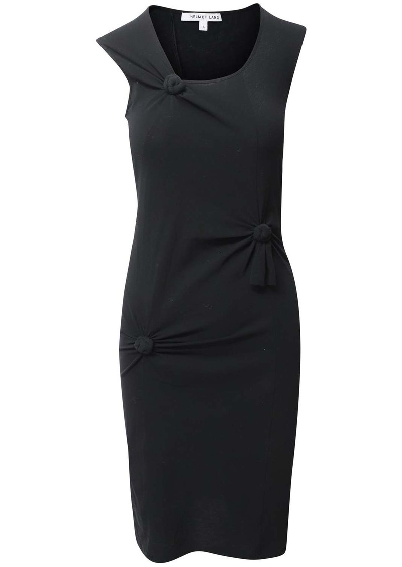 Helmut Lang Sleeveless Multi Knot Shift Dress in Black Polyester