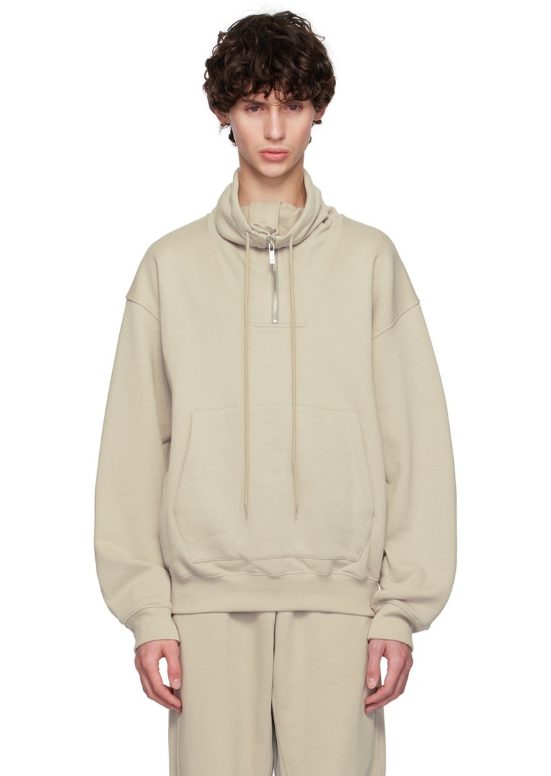 Helmut Lang Taupe Funnel Neck Sweatshirt