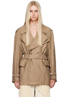 Helmut Lang Taupe Rider Trench Coat