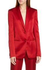 Helmut Lang Two-Button Satin Blazer in Lava at Nordstrom