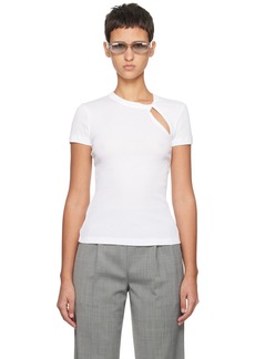Helmut Lang White Asymmetrical Slash T-Shirt