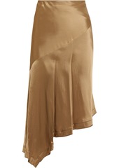 Helmut Lang - Asymmetric draped satin skirt - Brown - US 2