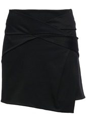 Helmut Lang Woman Asymmetric Wrap-effect Ponte Mini Skirt Black