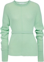 Helmut Lang - Belted ribbed alpaca-blend sweater - Green - L