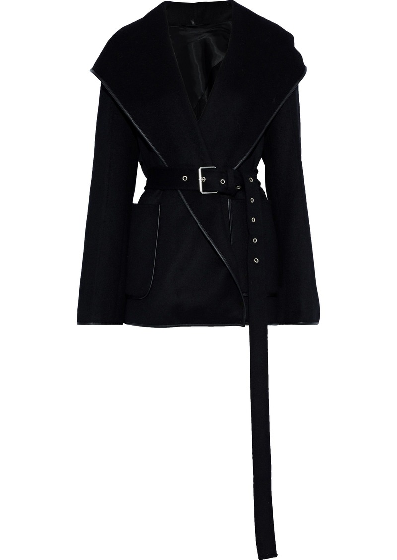 black belted hooded coat