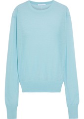 Helmut Lang Woman Pointelle-trimmed Cashmere-blend Sweater Light Blue