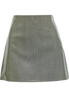 Helmut Lang - Coated Prince of Wales checked cotton-blend mini skirt - Black - US 4