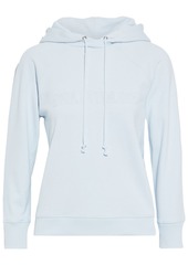 Helmut Lang Woman Embroidered French Cotton-terry Hoodie Sky Blue