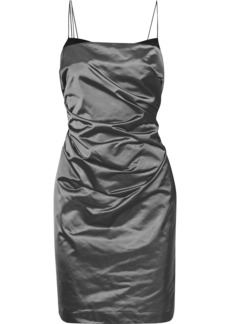 Helmut Lang - Gathered satin mini slip dress - Metallic - US 10