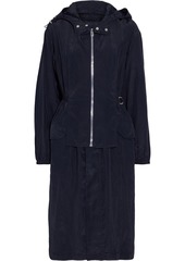 Helmut Lang Woman Layered Crinkled-shell Hooded Parka Midnight Blue