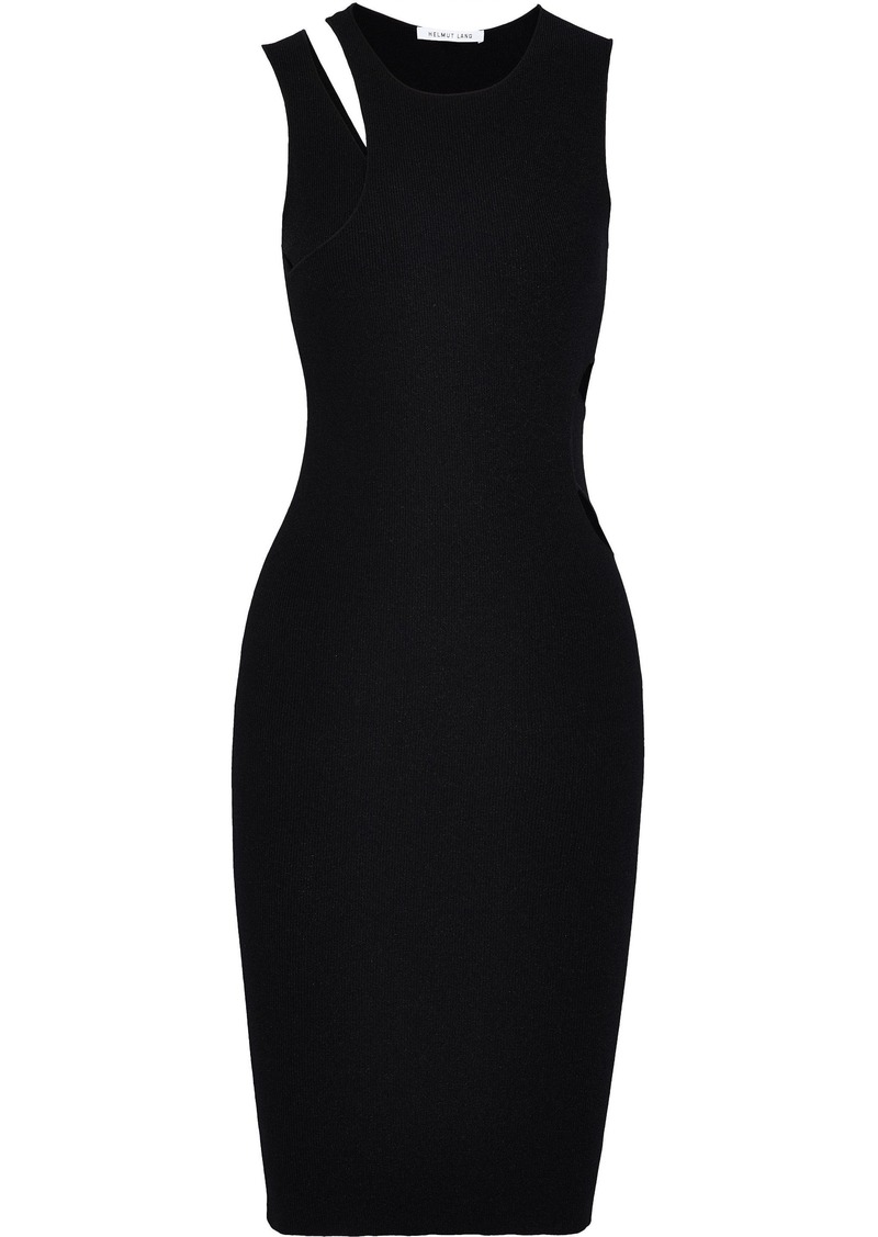 Helmut Lang Woman Layered Cutout Ribbed-knit Dress Black