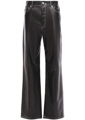 Helmut Lang Woman Leather Wide-leg Pants Black