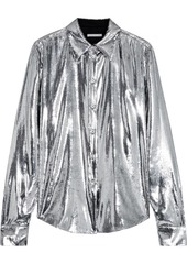 Helmut Lang Woman Metallic Velvet Shirt Silver