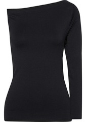 Helmut Lang Woman One-shoulder Stretch-knit Top Black