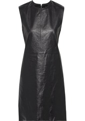 Helmut Lang Woman Open-back Leather Mini Dress Midnight Blue