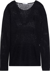 Helmut Lang Woman Open-knit Linen Sweater Black