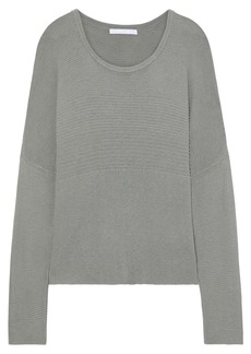 Helmut Lang Woman Paneled Ribbed-knit Sweater Gray
