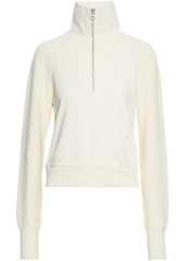 Helmut Lang Woman Ribbed Knit-paneled French Cotton-terry Sweater Ivory