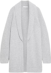 Helmut Lang Woman Ribbed Wool And Cashmere-blend Cardigan Light Gray