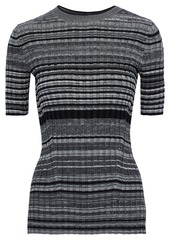 Helmut Lang Woman Ribbed Wool And Cotton-blend Top Anthracite