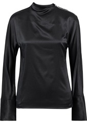 Helmut Lang Woman Zip-detailed Silk-blend Satin Blouse Black