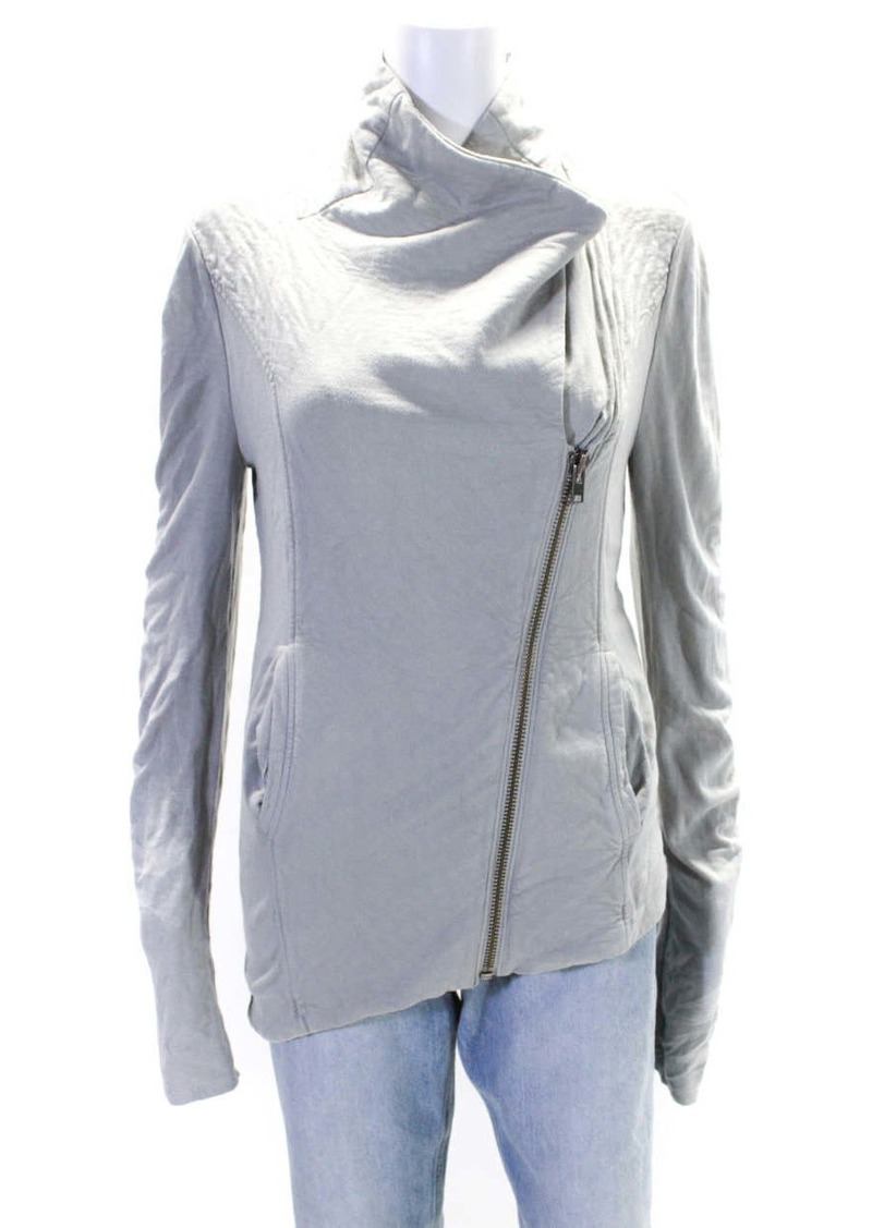 Helmut Lang Womens Two Pocket High Neck Long Sleeve Sweat Jacket Gray