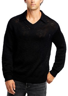 Helmut Lang Zach Cotton V Neck Collared Sweater