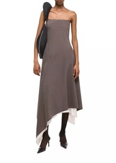 Helmut Lang Layered Wool Scarf-Hem Dress