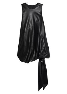 Helmut Lang Leather Blouson & Tie-Hem Sleeveless Minidress