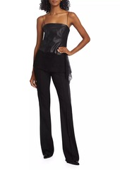 Helmut Lang Leather Lace Draped Top