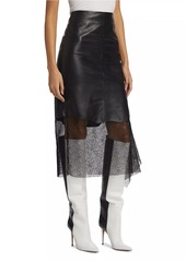 Helmut Lang Leather Lace Midi-Skirt