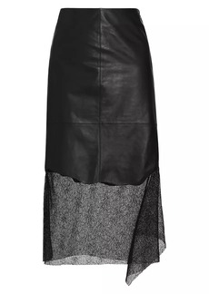 Helmut Lang Leather Lace Midi-Skirt