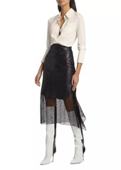 Helmut Lang Leather Lace Midi-Skirt