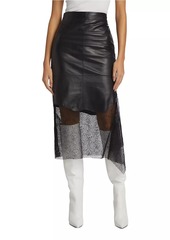 Helmut Lang Leather Lace Midi-Skirt